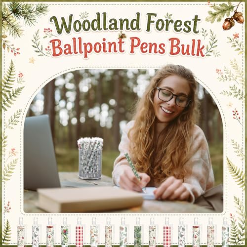 Image of Jetec 108 Pcs Back to School Woodland Animal Pens Ballpoint Pens Sets Aesthetic Retractable Office Gift for Student Teacher Writing Journal Notepad Desk Decor for Baby Shower Women Staff Coworker