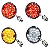 NTHREEAUTO 3 1/4 Inch LED Turn Signals Blinkers Kit 1157 Flat Smoked Lens Brake Running Light Front...