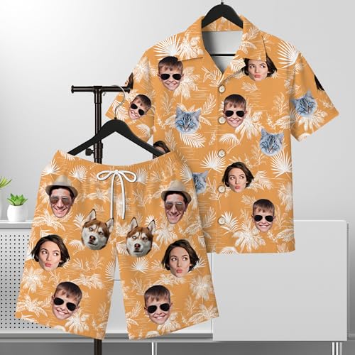 Custom Hawaiian Shorts for Men with Photo, Personalized Swim Trunks for Men, Custom Face Hawaiian Swim Trunks Mens3