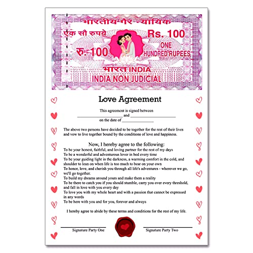 exciting Lives Love Contract Agreement - Certificate Gift for Valentines Day, Anniversary, Wedding - For Husband, Wife, Boyfriend, Girlfriend - 8.3 x 11.7 inches