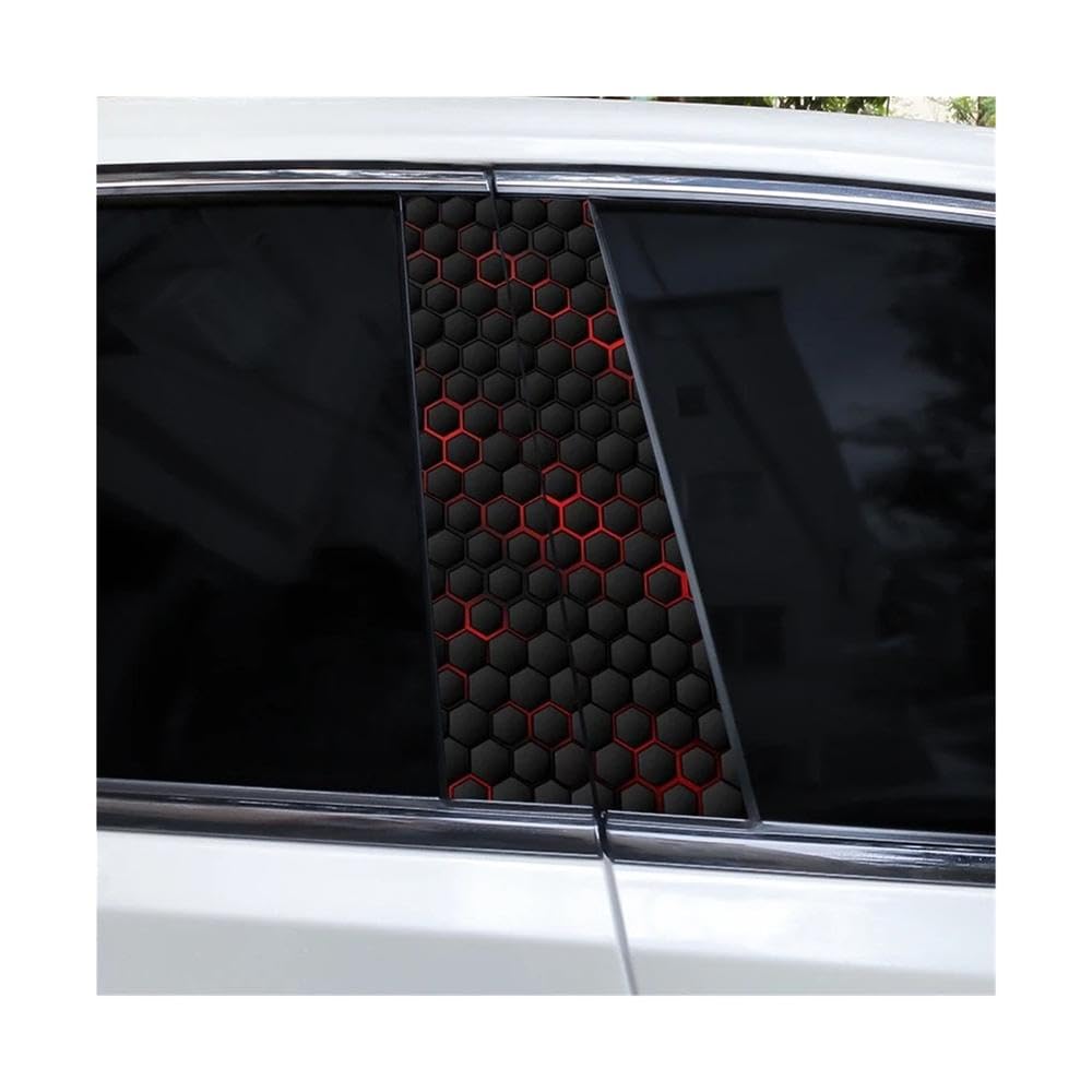 Bertdcx O 2Pcs Honeycomb Waterproof Vinyl Car Sticker Diy Car Door Pillar Decorative Sticker Aut Parts(O)