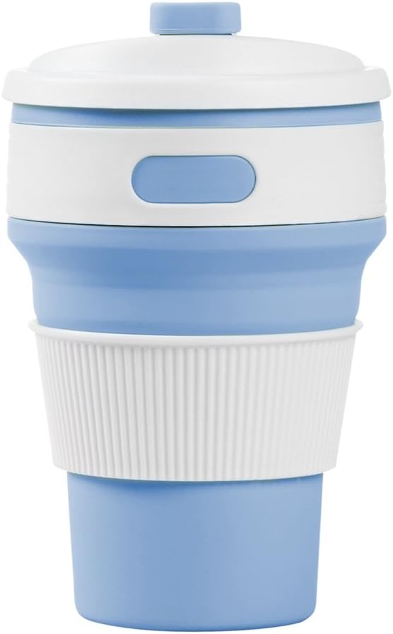 Collapsible Silicon Coffee Cup Reusable Folding Mug Cup Portable Travel Cup Leak Proof Water Cup for Home,Office, Travel, Camping and Hiking Cashmere Blue Simplefirst
