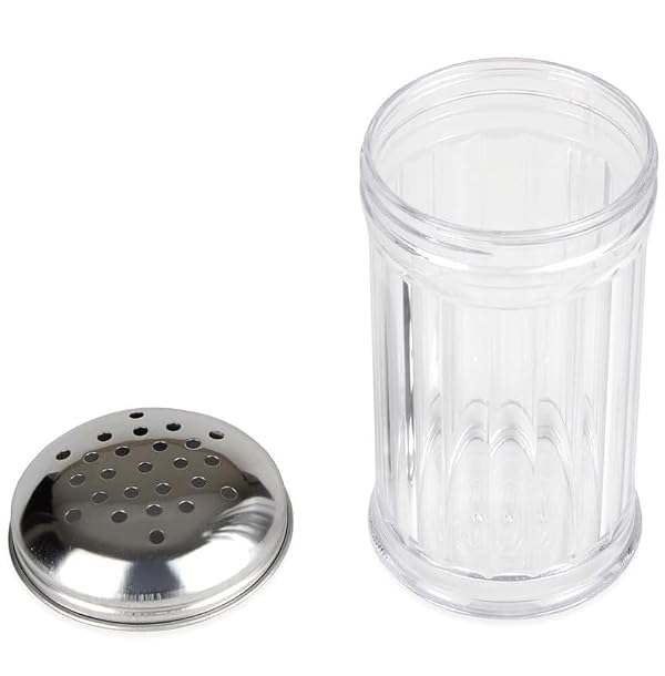 12 Oz Parmesan Cheese Shaker/salt and pepper shakers with Stainless Steel Lid, Clear Plastic seasoning shaker, sugar/spice dispenser, large salt and pepper shakers (360 ml) by GEEX DEPOT (12, 12 Oz) by GEEX DEPOT - Used condition - Image 6