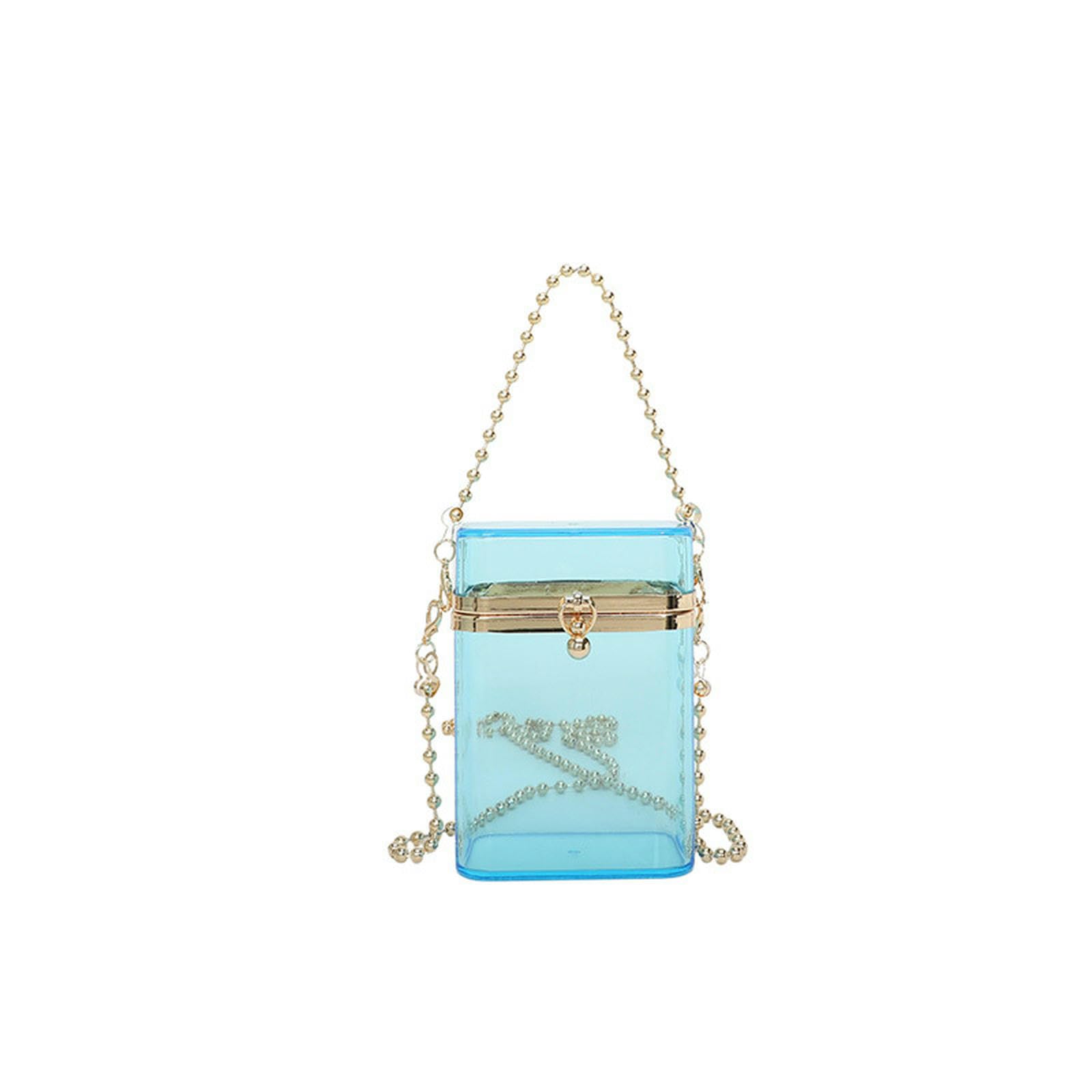 Sac acrylique transparent bleu design mode avec chaîne élégante