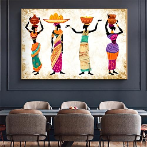Peinture sur toile femme africaine pour décorer un salon chic
