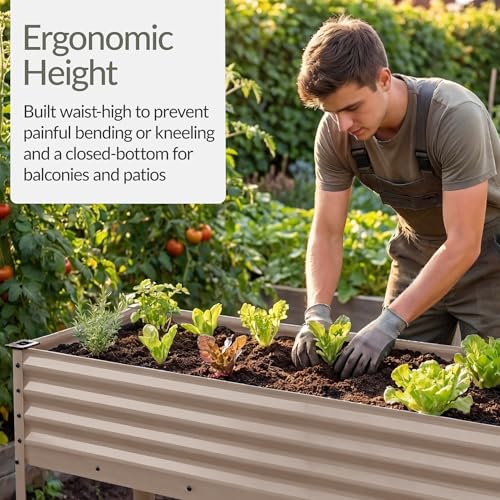 Image of Best Choice Products 48x24x30in Galvanized Raised Garden Bed, Metal Elevated Planter Box, Vegetable Garden for Backyard, Patio, Balcony, 100% Non Toxic Materials - Taupe