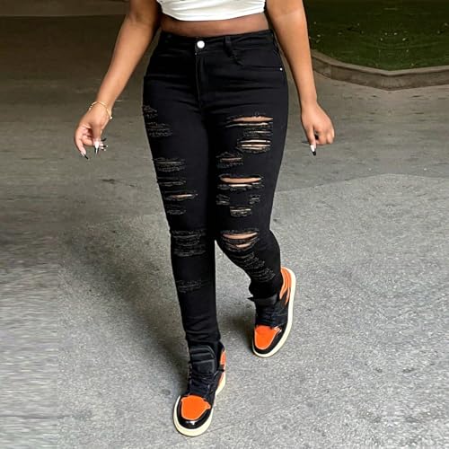 Ripped Jeans for Women Trendy Jeggings High Waisted Skinny Jeans Distressed Denim Ankle Pants with Pockets2