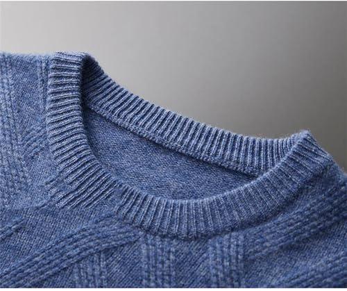 Men's Solid Merino Wool Sweater O-Neck Pullover Thickened Knitted Loose Base Layer Top4