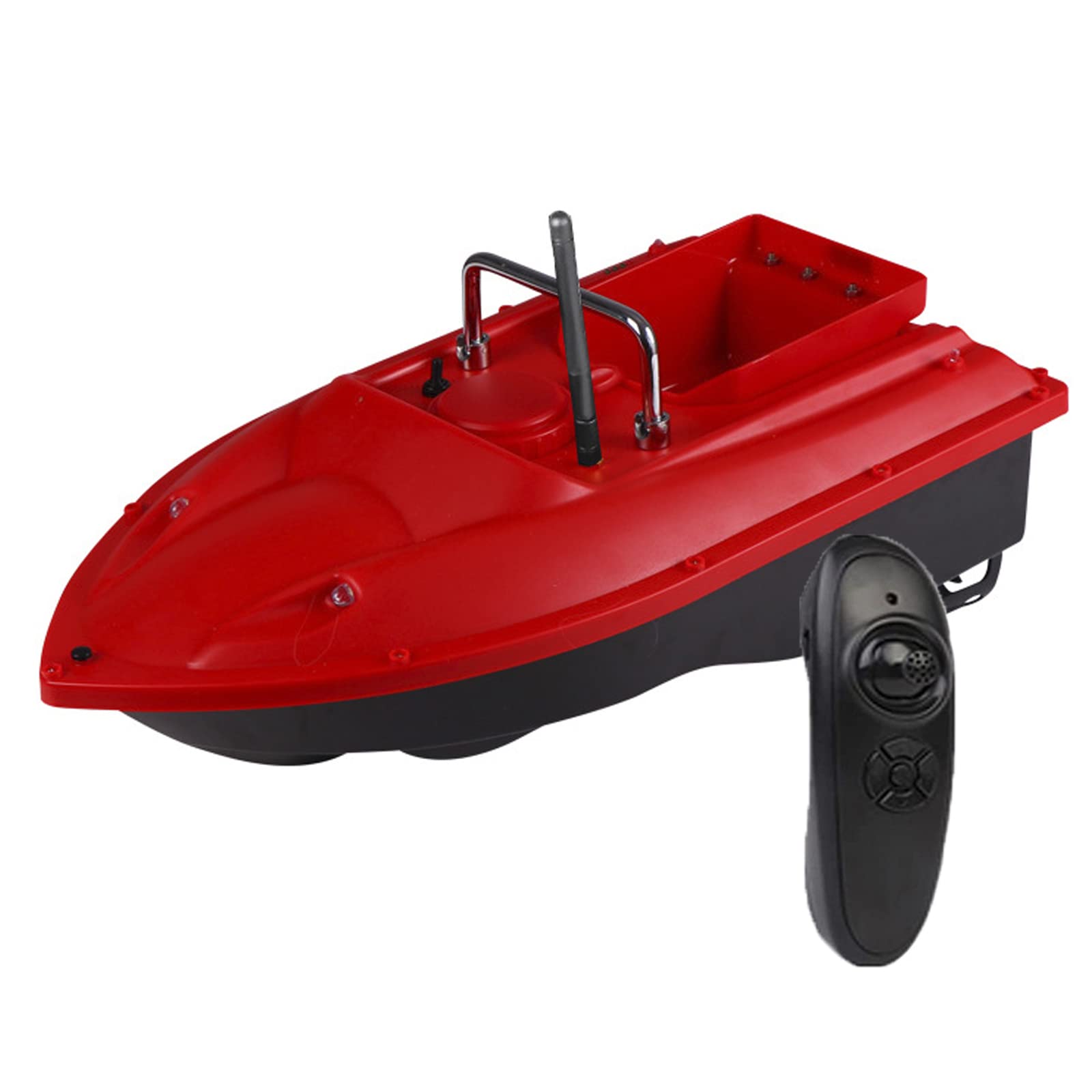 Barco Cebador Carpfishing, Barco Cebador Pesca de Control Remoto 500M de Crucero de Velocidad Fija, Barco de Cebo de Pesca con Luz de Nocturna LED, Carga de 1,5 kg,Rojo,12000mAh