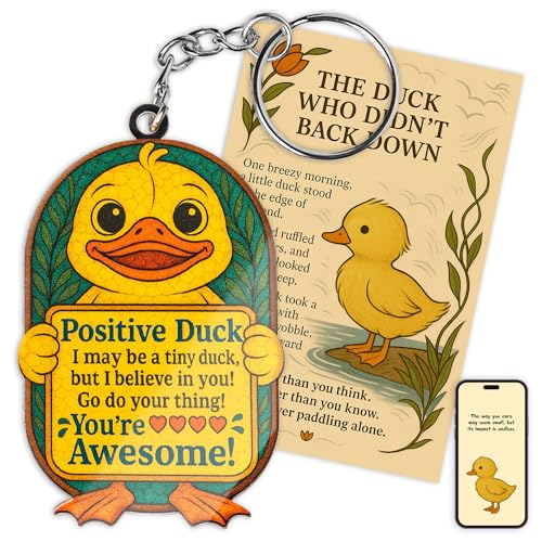 KINGDUHU Duck Gifts – Funny Duck Keychain for Women, Teens, or Kids, Quirky Animal Lover Gift, Cute Acrylic Keepsake for Backpack, Birthday or Holiday Surprise