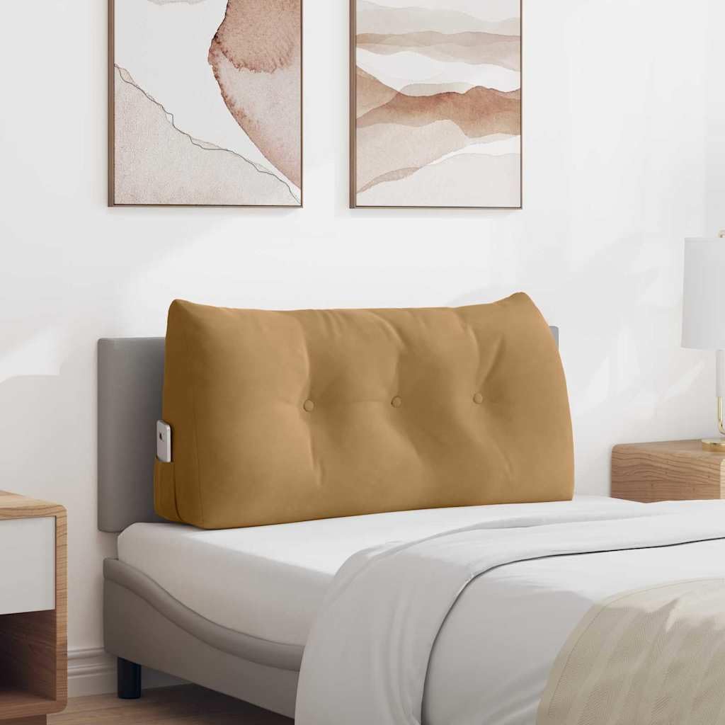 Coussin de dos en velours marron parfait pour lire confortablement au lit