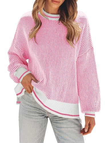 Image of Womens Sweaters Fall 2026 Clothes Oversized Striped Knit Top Winter Outfits