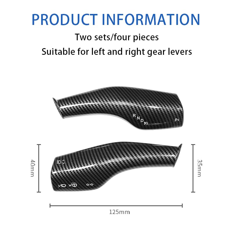 FOAN Steering Lever Cover, Carbon Fiber Car Gear Shift Lever Covers Compatible with Tesla Model 3/Y, Full Protection Gear Shift Cover Accessories, 4PCs, White