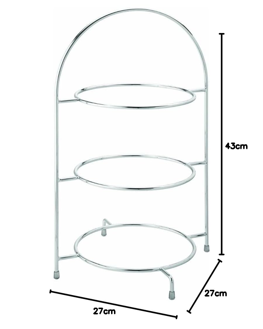 Utopia F91032-00000-B01001 Présentoir à gâteaux 3 étages Chromé 43 cm pour 3 Assiettes de 25 cm