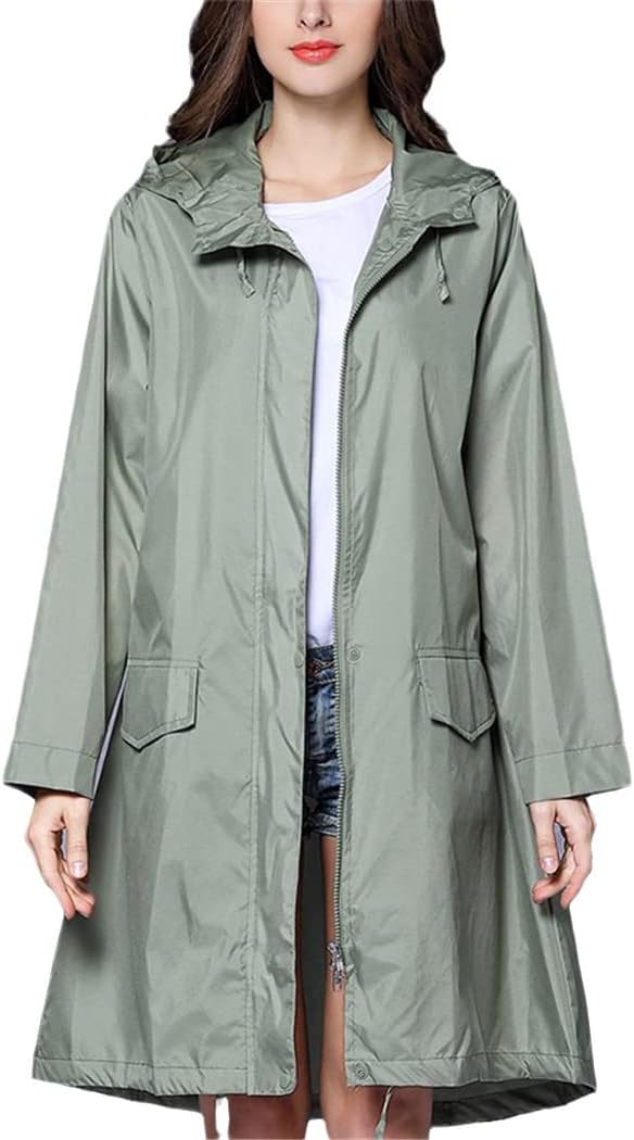 Women Men Windbreaker Rain Hooded Poncho Portable Windproof Zipper Motorcycle Rainwear Adult Jacket