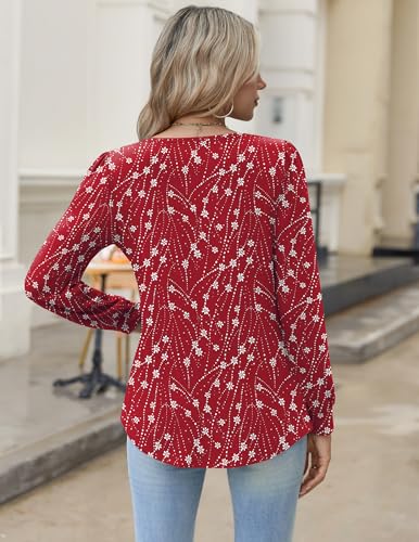 Image of Zeagoo Womens Long Sleeve Tops Fall V Neck Shirt Casual Pleated Tunic Top