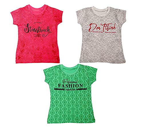 Image of Baby Girls Cotton Regular Fit Half Sleeves T-Shirt Pack of 3