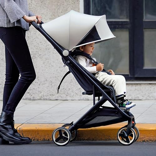 Image of Lightweight Baby Stroller, Compact Umbrella Stroller with Adjustable Canopy /Footrest /Backrest, One-Hand Folding Newborn Infant Stroller for Airplane Friendly(Grey)