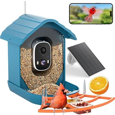 Bird Feeder with Camera, AI Bird Identification, Full HD Live Video, Solar Powered, 2.4Ghz WiFi, Instant Arrival Alerts - Best Gifts for Bird Lover