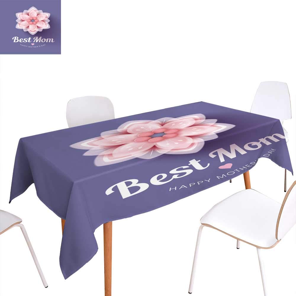 Nappe rectangulaire Happy Mother's Day en tissu lavable pour table de fête 127x203cm