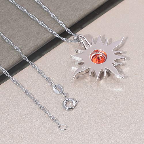 CiNily Created Orange Fire Opal Orange Garnet Rhodium Plated Women Jewelry Gemstone Pendant Necklace 1 1/4" 5