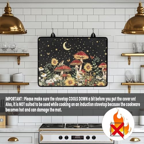 Image of Mushroom Stove Top Covers for Gas Burners, Wear Resistant Electric Stove Top Cover, Anti Scalding Flat Range Stovetop Protector, Thick Dish Drying Mat, Easy to Clean