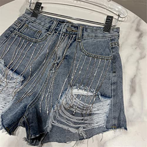 Short d'été en denim extensible avec chaîne amovible - 4
