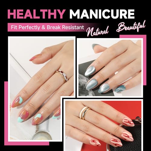 Image of UNA GELLA Short Almond Nail Tips, 312pcs X-Soft Gel Nail Tips Almond Shape
