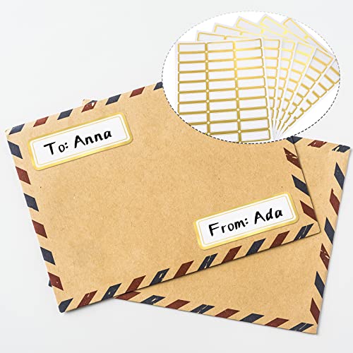 20 Sheets Shipping Labels Matte White With Metallic Gold Border, Writable Printable Adhesive Sticker Blank Shipping Labels (30 Pieces/ Sheet,1 X 2.7 Inch) #TOP4