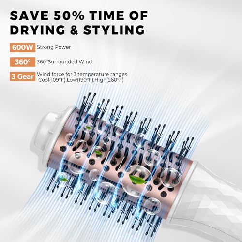 Image of Blow Dryer Brush,Travel Hair Dryer Brushs, 4-in-1 Hot Air Brushs-with for Drying, Straightening, Curling & Volumizing, Mini Ionic Thermal Brush Hair Dryer-for Women