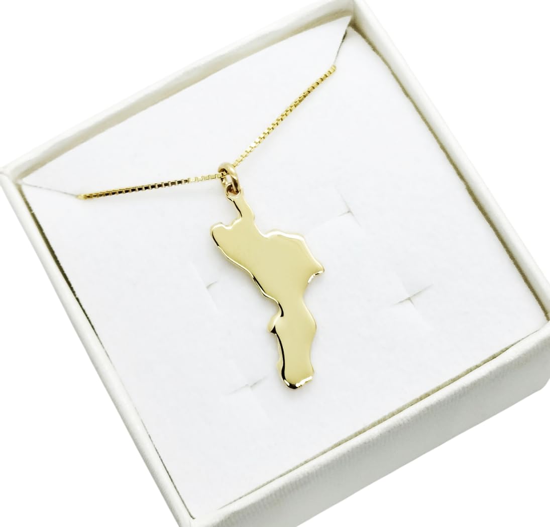 Generico Collana Uomo Donna Regione della Calabria Argento 925 Placcata Oro 18k Fatta a Mano e Personalizzabile (50 cm)