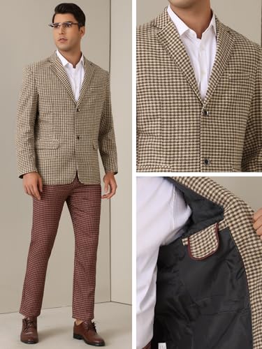 Lars Amadeus Houndstooth Blazer for Men's Classic Fit Business Two Button Plaid Sports Coat4