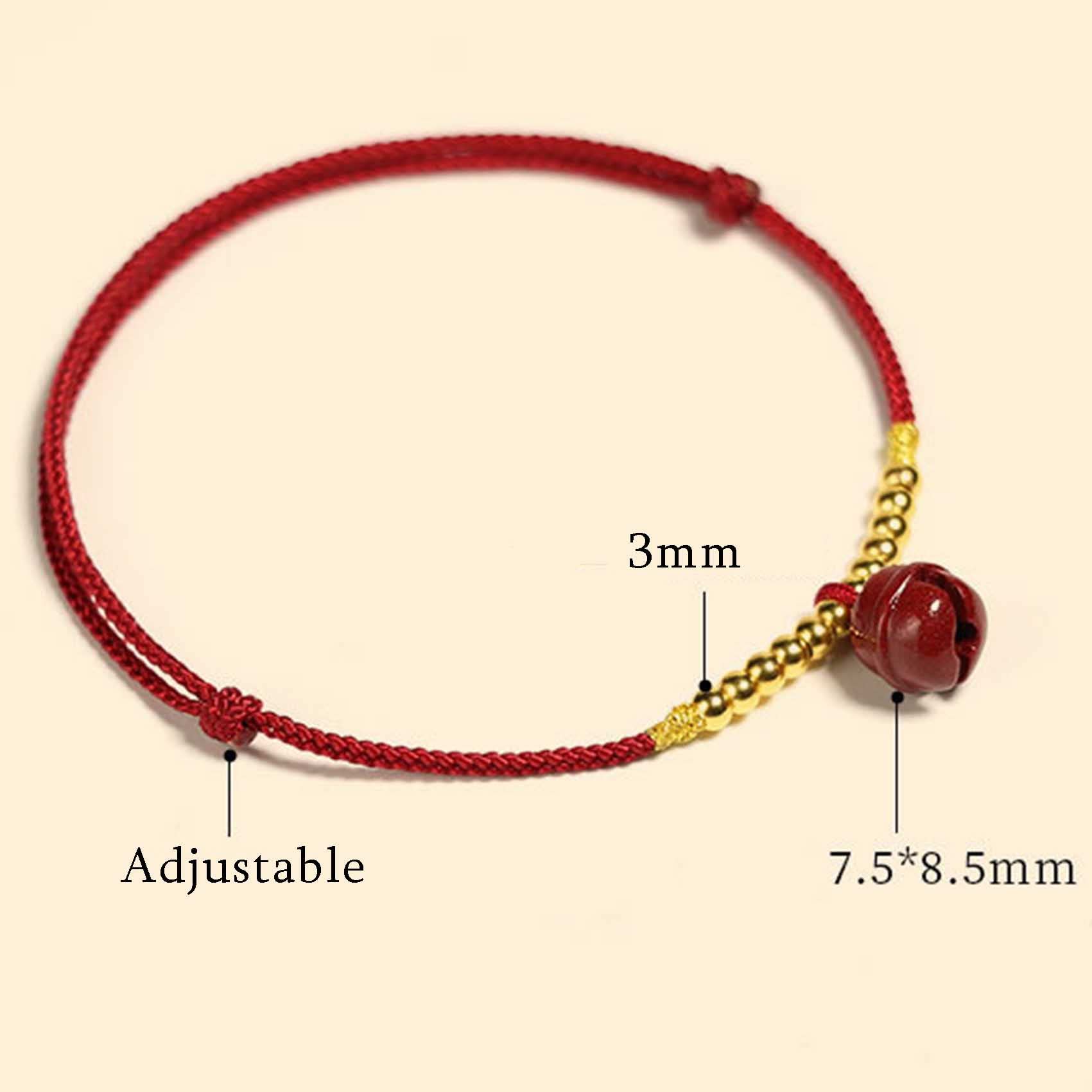 Pulsera Feng, Feng Shui Hilo Rojo Tobillo Cinabrio Campana Colgante Amuleto De La Suerte Cordón Hecho A Mano Pulsera De Pie Joyería De Amuleto De La Fortuna Ajustable Tobillera para Mujer
