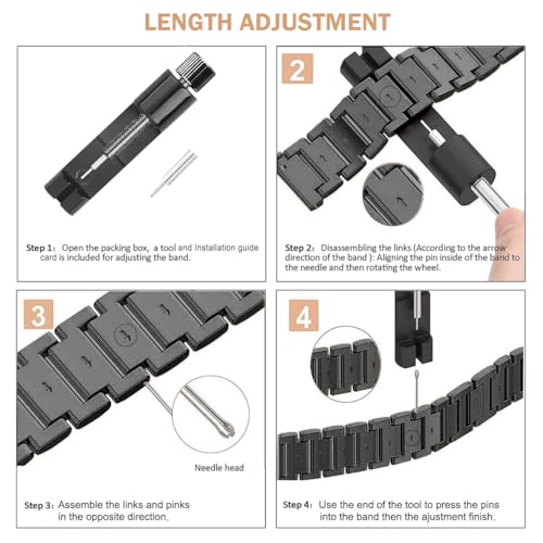 DEALELE Pasek kompatybilny z zegarkiem Samsung Galaxy Watch 7 40 mm / 44 mm, 20 mm, błyszczące metalowe paski ze strasu, z diamentowym etui ochronnym PC, zamiennik dla kobiet mężczyzn, czarny