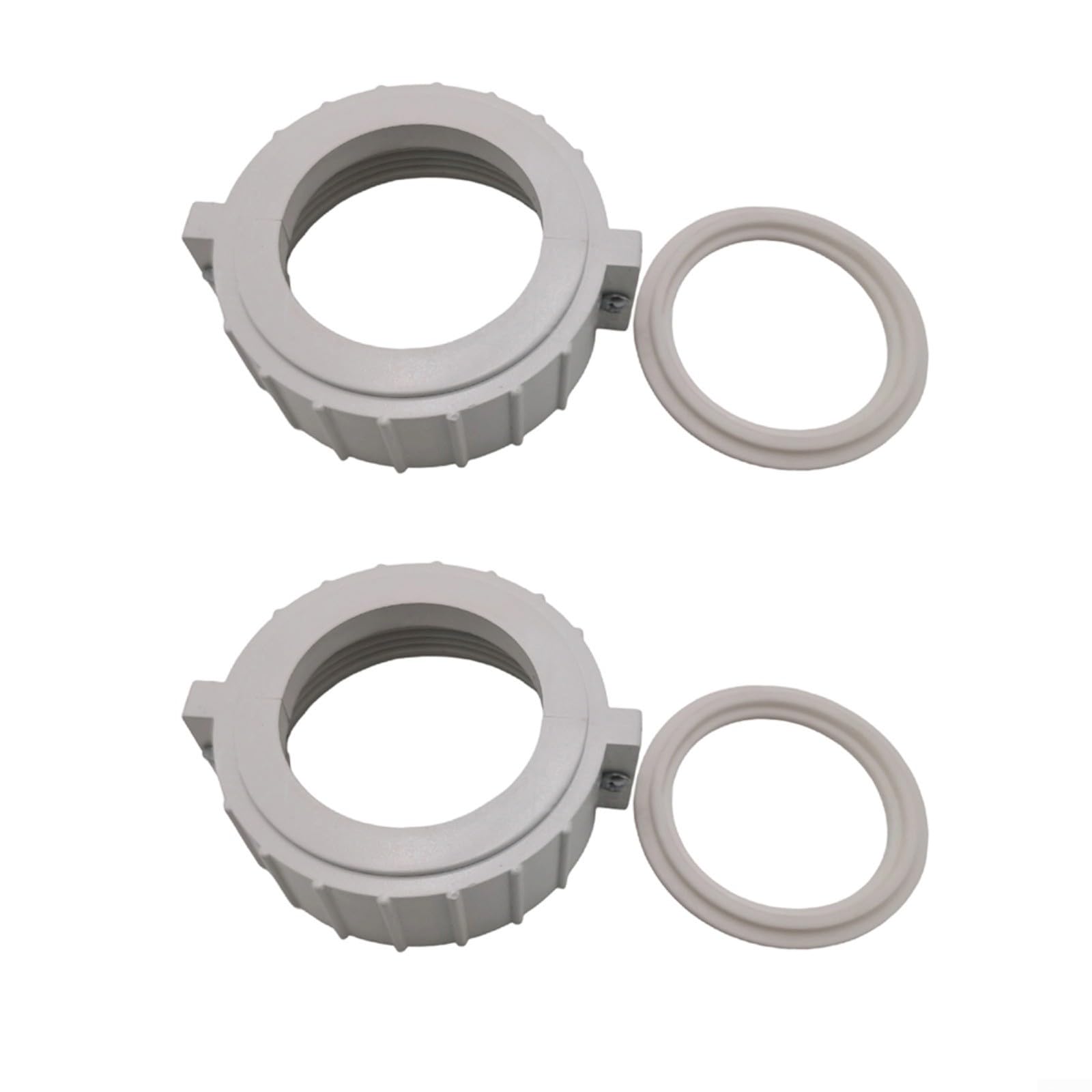 Lot de 2 écrous fendus et joints toriques pour radiateurs spa, raccords ABS de 5,8 cm ID compatibles avec Balboa HydroQuip (2 pièces, blanc)