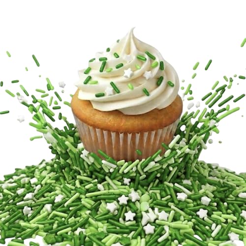 Image of Manvscakes Sprinkles- Edible Cake and Cupcake Jimmies, Baking, Green topping Mix for Cookies, Ice Cream, Cake and Cupcake Decorating
