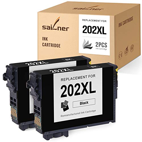 SAILNER Remanufactured Ink Cartridge Replacement for Epson 202 XL 202XL Black use with Workforce WF-2860 WF2860 Expression Home XP-5100 XP5100 (2 Pack)