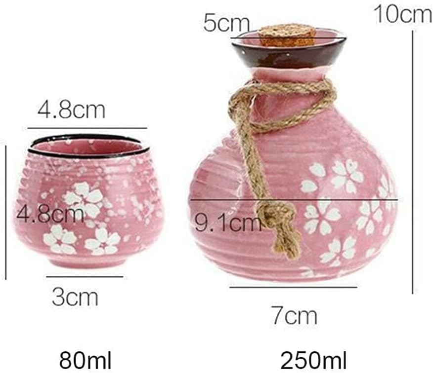 Traditional Sake Cup,Ceramic Wine Glasses,Small and Exquisite,European Style,Cherry Blossoms Ceramics Liquor Cup Home Bar Wine Set Flagon Liquor Cup Sake White Wine Pot Gifts