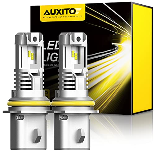 AUXITO 9007 LED Headlight Bulbs, 12000LM Per Set 6500K Xenon White Wireless HB5 High Low Beam Headlight Hi/Lo, Pack of 2