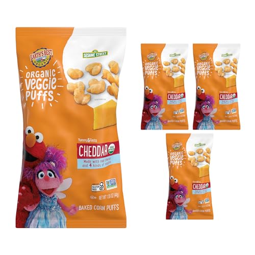 earth39s best organic veggie puffs for toddlers 2 years old and up cheddar flavor 155 ounce bag pack of 4