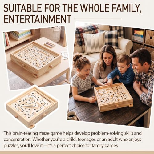 Juego de Mesa Laberinto de Madera con 3 Tableros Intercambiables miniatura 6