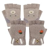 Surkat 2 Pack Fingerless Glove Cold Weather Warm Mittens with Cover for Baby Girl Boy