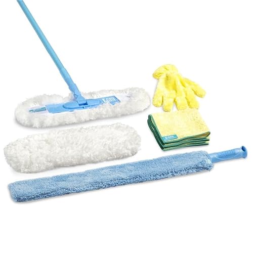 E-Cloth Duster & Cleaning Bundle - Microfiber Cloth Set - Includes Flexi-Edge Floor Dusting Mop, High Performance Dusting Cloth & Glove, Cleaning Wand, and Replacement Mop Head