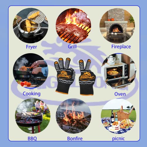 Image of BBQ Gloves, Oven Gloves Original 2 Pack1472℉ Extreme Heat Resistant, Grilling Gloves Silicone Non-Slip Oven Mitts, Kitchen Gloves for BBQ, Grilling, Cooking, Baking