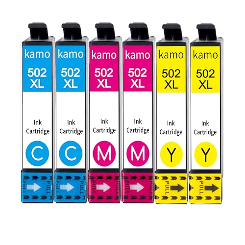 kamo 502 XL Druckerpatronen Kompatibel mit Epson 502 502XL Patronen Multipack (6er-Pack), für Expression Home XP-5100 XP-5105 XP-5150 XP-5155, Workforce WF-2860DWF WF-2865DWF WF-2880DWF WF-2885DWF