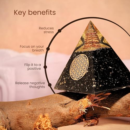 Image of Orgone Black Tourmaline Pyramid - Healing Crystal for Protection, Motivation, EMF Shielding & Meditation - Orgonite Pyramid for Chakra Balancing, Reiki, Spiritual Energy & Positive Vibrations
