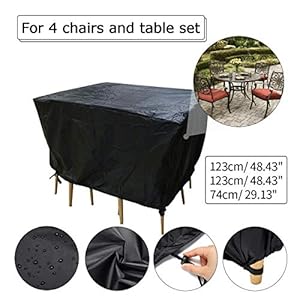 Essort Gartenmöbel Abdeckung, Abdeckplane Schutzhülle Abdeckhaube Regenschutz für Gartenmöbel Gartentische Rechteckige Sitzgarnituren terrassenmöbel Möbelsets Wasserdicht