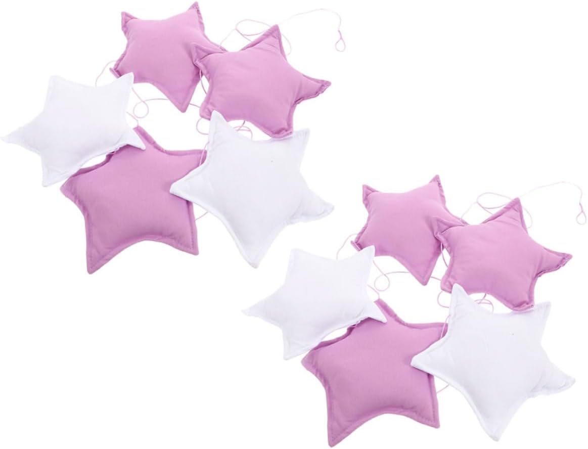 Zerodeko 2Pcs Shower Star Garland Cute Fabric Hanging Decor for Nursery Playroom Tent and Bed Canopy Fun Backdrop Banner for Easy to Install Multi Scene Decoration