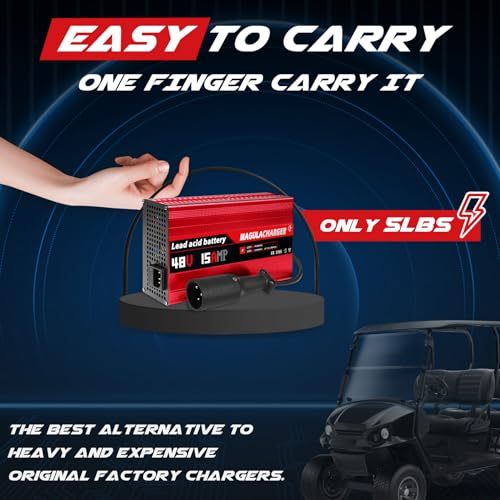 Magula 48 Volt 15 Amp Golf Cart Battery Charger for Club Car DS&Precedent,with Trickle Charge,4-6 Hours Full Charge,only 5 Lbs,Replace Golf Cart Charger 48 Volt for Club Car,Club Car Charger 48 Volt