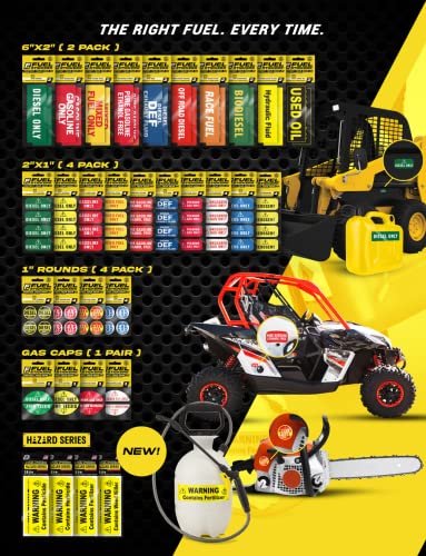 Mixed Fuel 40:1 Sticker, Gas Oil Mix Labels for Outdoor Fuel Power Equipment (2 Cycle) - Weather Proof, Extreme Stick, Commercial Grade Labels by Fuel Stickers - USA Made (1\" Round), 4 Labels